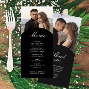 Carte de menu de mariage photo simple et moderne