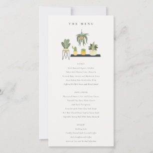 Carte de menu de Mariage Plante Succulent Poted Le