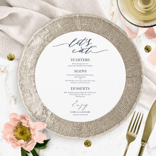 Carte de Menu de Mariage Rond pour Assiette