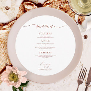 Carte de menu de mariage ronde Chic Script pour as
