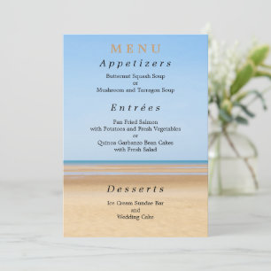 Carte de Menu de Mariage sur la Plage