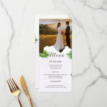 Carte de Menu de Mariage Tropical Romantique