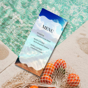 Carte de menu de mariage tropicale à coquilles