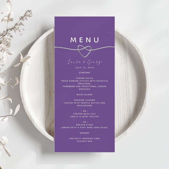 Carte de Menu de Mariage Violet Moderne (Créateur téléchargé)