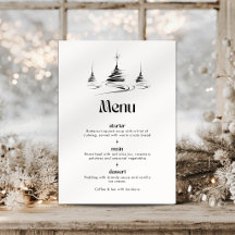 Carte de menu de Noël avec arbres dessinés à la ma