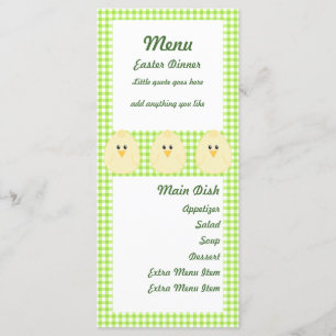 Carte de menu de poulet de guingan