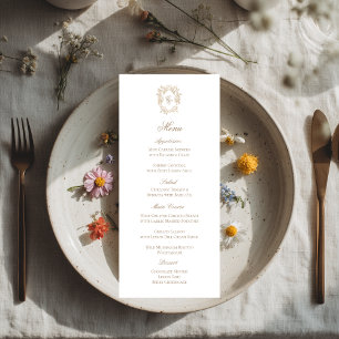 Carte de menu de réception de mariage à armoiries 