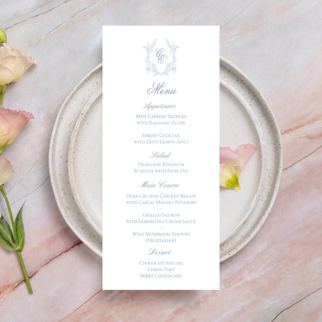 Carte de menu de réception de mariage à blason mon (Créateur téléchargé)