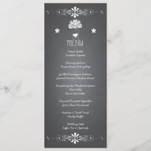 Carte de menu de réception de mariage de pot de