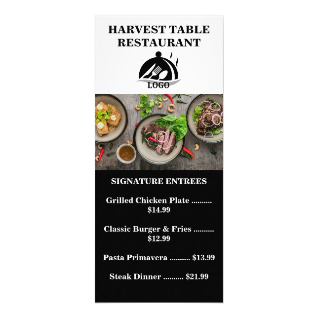 Carte de menu de restaurant moderne avec code QR (Devant)