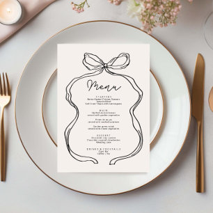 Carte de menu de ruban blanc à main
