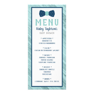 Carte de menu du Baby shower de Cravate de Bow, bl