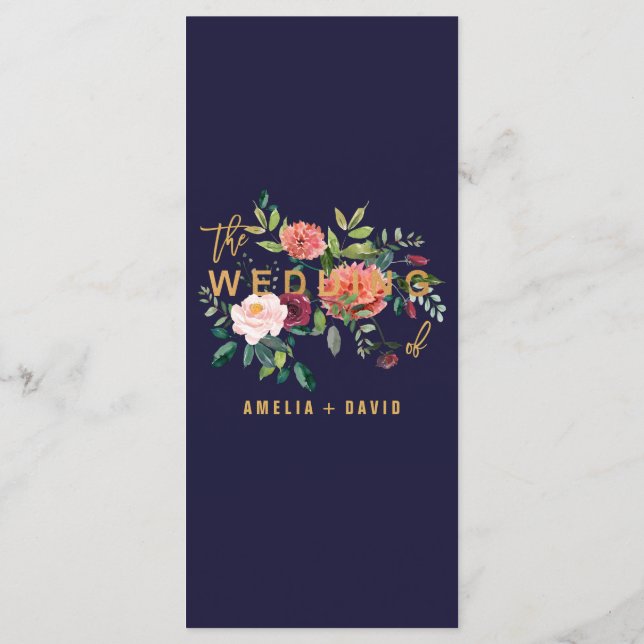 Carte de menu du dîner d'automne Floral (Dos)