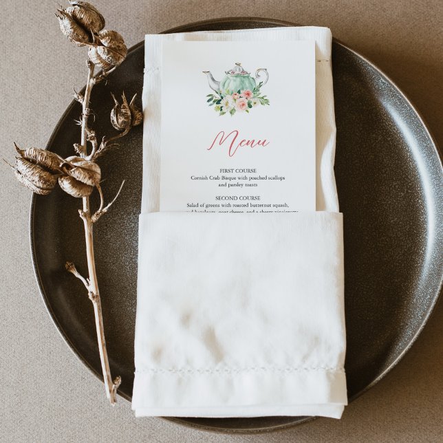 Carte de menu du dîner du Tea Party ARIA (Créateur téléchargé)