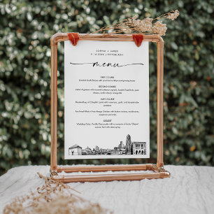 Carte de menu du dîner Mariage Pittsburgh Skyline