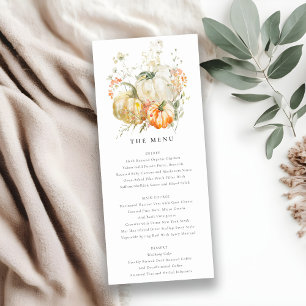 Carte de menu du Mariage Citrouille fleur sauvage 