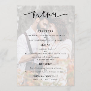 Carte de menu du Mariage de script de Arrière - pl