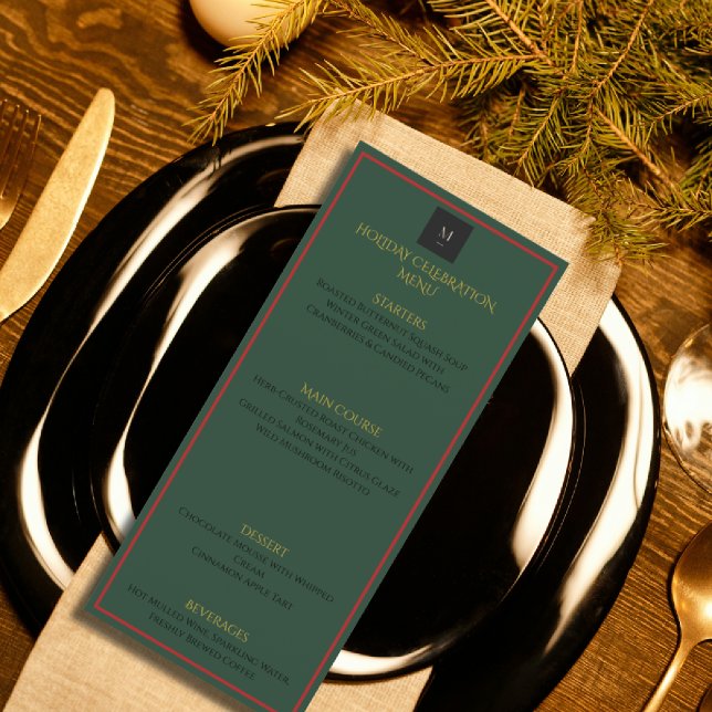 Carte de Menu Élégant de Noël Luxe Fêtes (Créateur téléchargé)
