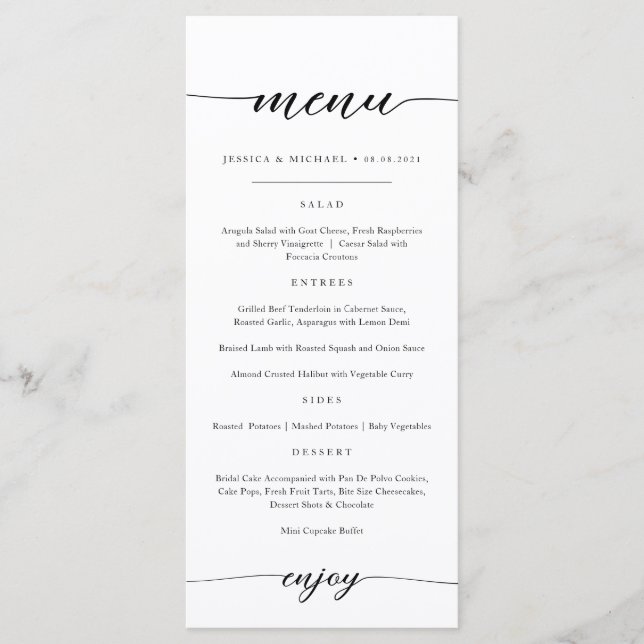 Carte de Menu Élégante et Minimaliste (Devant)