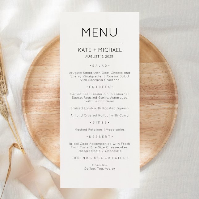 Carte de menu élégante moderne minimaliste (Créateur téléchargé)