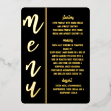 carte de menu en papier d'aluminium pour mariage r