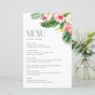 Carte de menu Été Fleurs tropicales et verdure