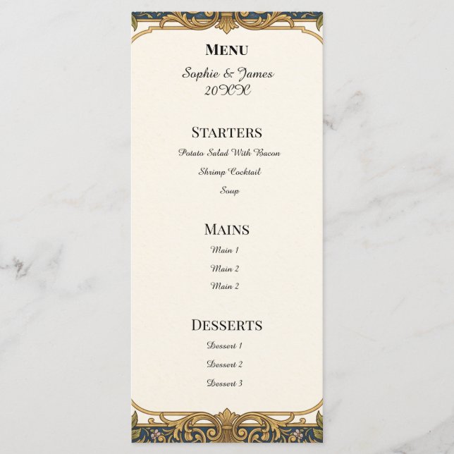 Carte de menu Eucalyptus Gris Bleu (Devant)