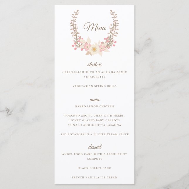 Carte de menu Fer Rose Doux (Devant)