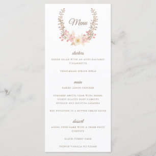 Carte de menu Fer Rose Doux