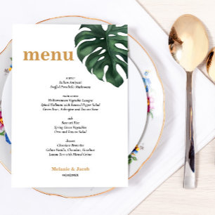 Carte de menu Feuille de palme tropicale
