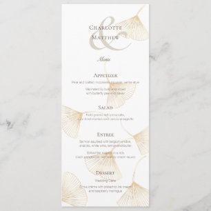 Carte de menu Feuille Falling Gold Ginkgo