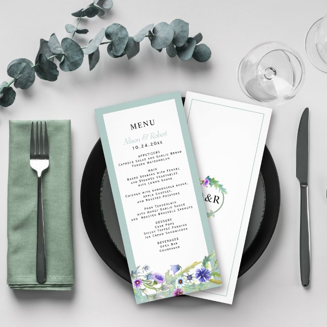 Carte de menu fleur sauvage à fleurs mariage (Créateur téléchargé)