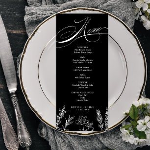 Carte de menu Fleur sauvage sombre élégante