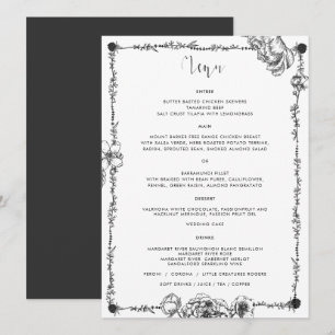 Carte de menu Fleurs à main gothique