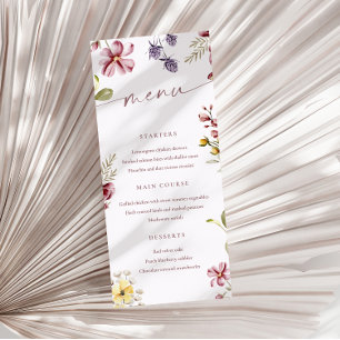 Carte de menu Floral Calligraphie fleur sauvage