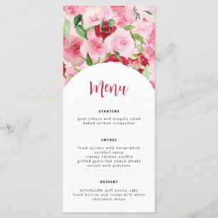 Carte de menu Floral rose