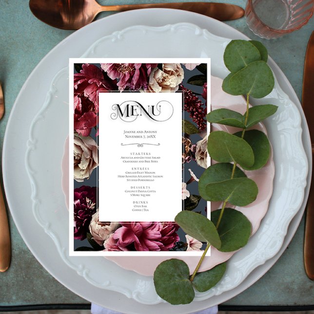 Carte de menu Floral Vibrant (Créateur téléchargé)