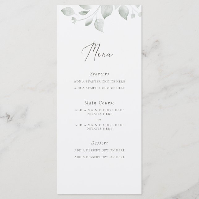 Carte de menu Foliage Dreamy (Devant)