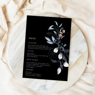 Carte de menu Frosty Winter Floral Mariage
