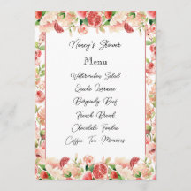 Carte de Menu Fruits et Fleurs Roses Botaniques d'