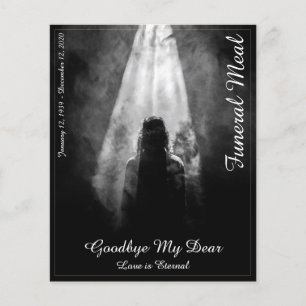 Carte de menu funéraire dans la lumière