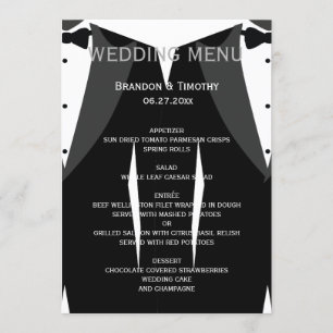 Carte de menu Gay noir et blanc personnalisée