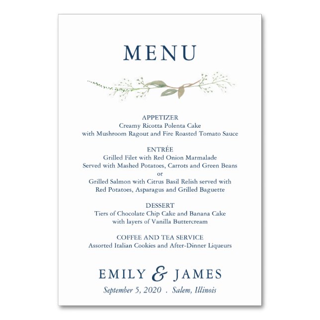 Carte de menu Gypsophila Wreath (Par défaut)