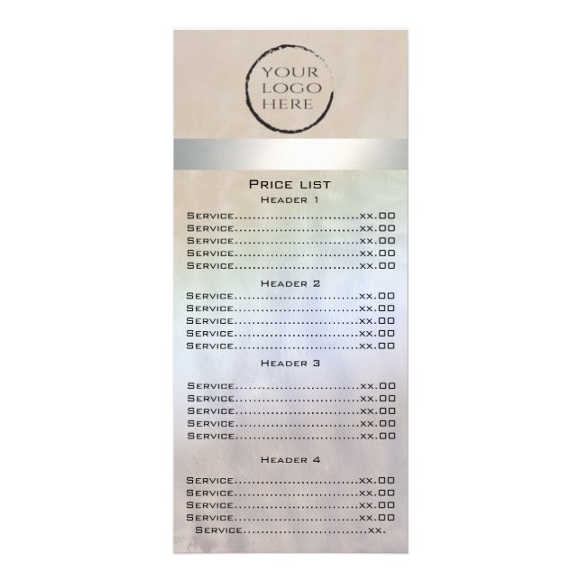 Carte de menu holographique de luxe perle logo per (Devant)