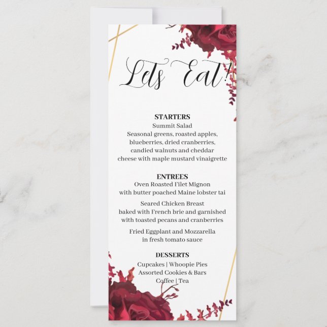 Carte de menu Jeu 11 moderne (Devant)