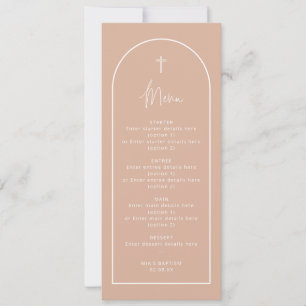 Carte de menu Long Blush Pink Arch Cross Baptiser