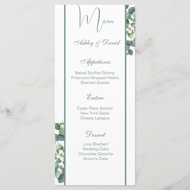 Carte de menu mariage (Devant)