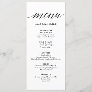 Carte de menu mariage
