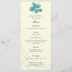 Carte de menu Mariage Aqua Watercolor