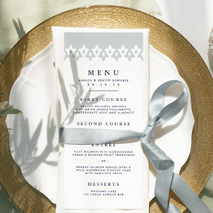 Carte de menu Mariage Arabesque Bleu clair